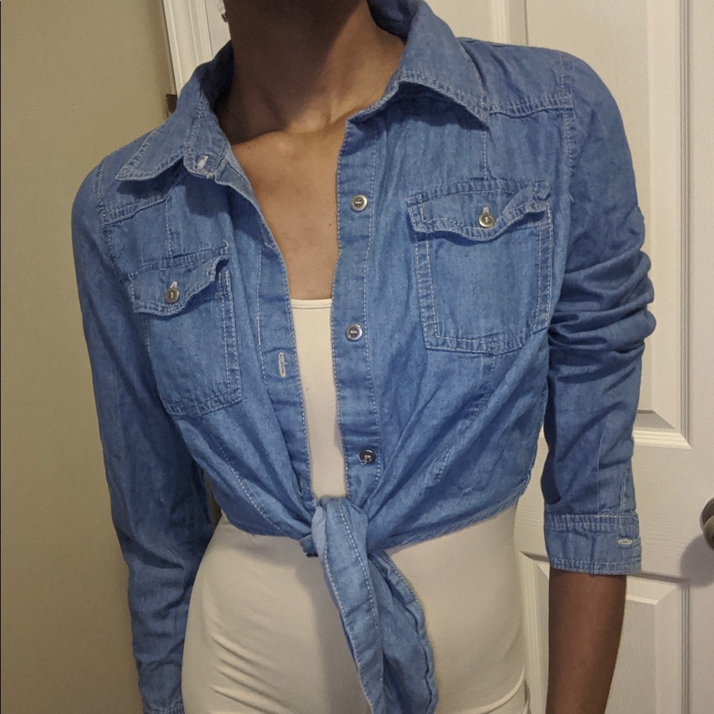 Tie front Button Down Shirt Small